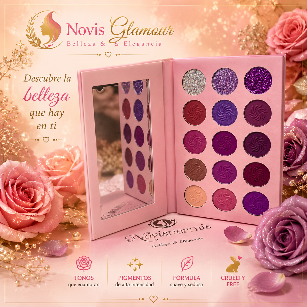 Paleta de Sombra de Ojos Vegana de 15 Colores Novisnermis { Novis Glamour }