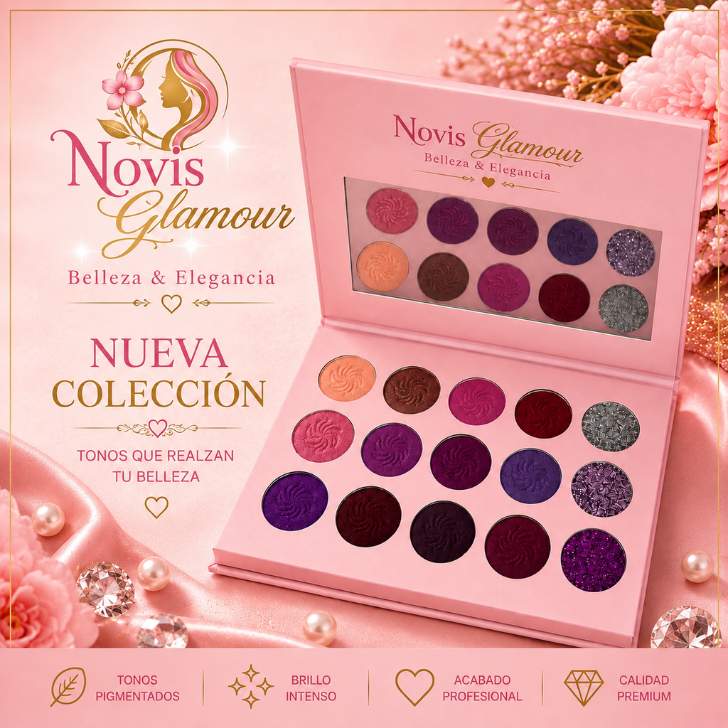 Paleta de Sombra de Ojos Vegana de 15 Colores Novisnermis { Novis Glamour }