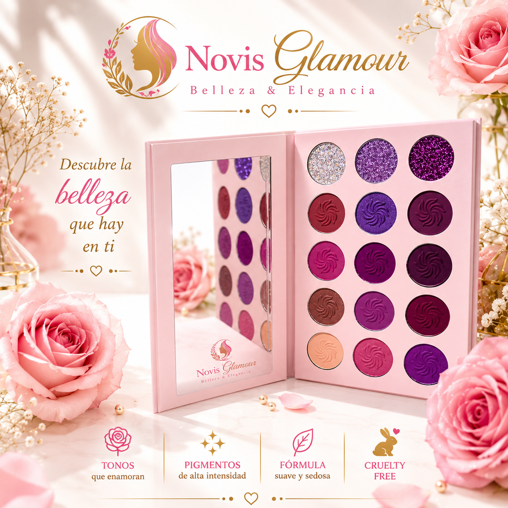 Paleta de Sombra de Ojos Vegana de 15 Colores Novisnermis { Novis Glamour }
