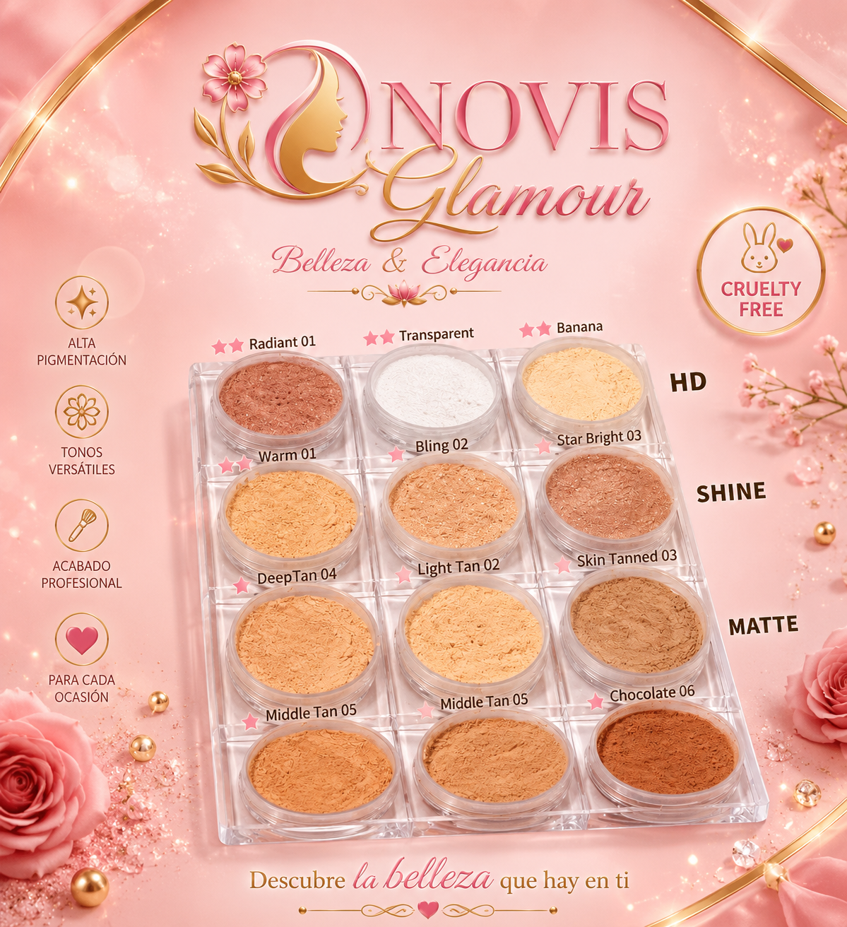 Paleta de Sombra de Ojos Vegana 12 Colores Terracota  Novisnermis { Novis Glamour }