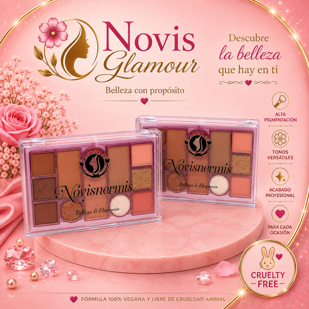 Paleta de Sombra de Ojos Vegana 12 Colores Terracota  Novisnermis { Novis Glamour }