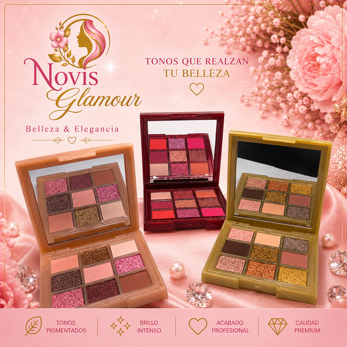 Paleta de Sombras de Ojos Doradas Premium Vegana Novisnermis { Novis Glamour }