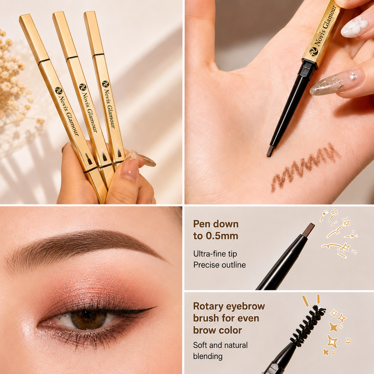Lápiz de Cejas Impermeable 2 en 1 Novisnermis  { Novis Glamour }