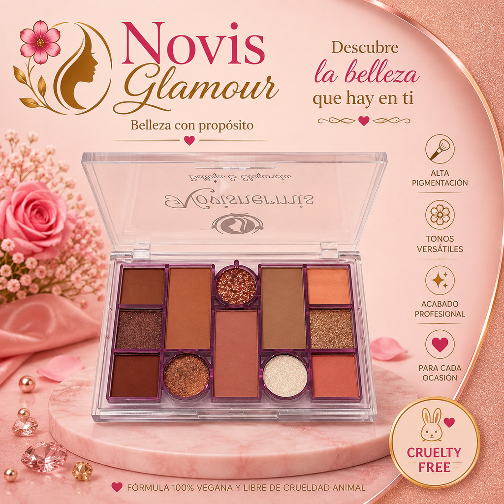 Paleta de Sombra de Ojos Vegana 12 Colores Terracota  Novisnermis { Novis Glamour }