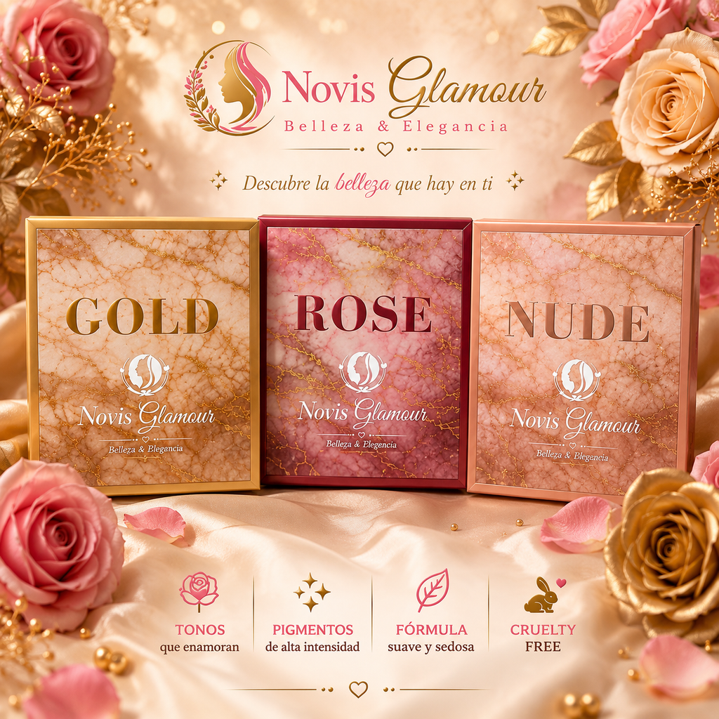 Paleta de Sombras de Ojos Doradas Premium Vegana Novisnermis { Novis Glamour }