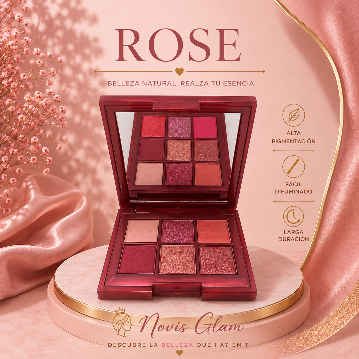 Paleta de Sombras de Ojos Doradas Premium Vegana Novisnermis { Novis Glamour }